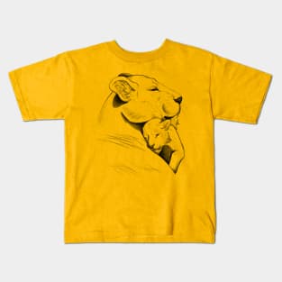 Lion Mother and Cub Sketch Kids T-Shirt